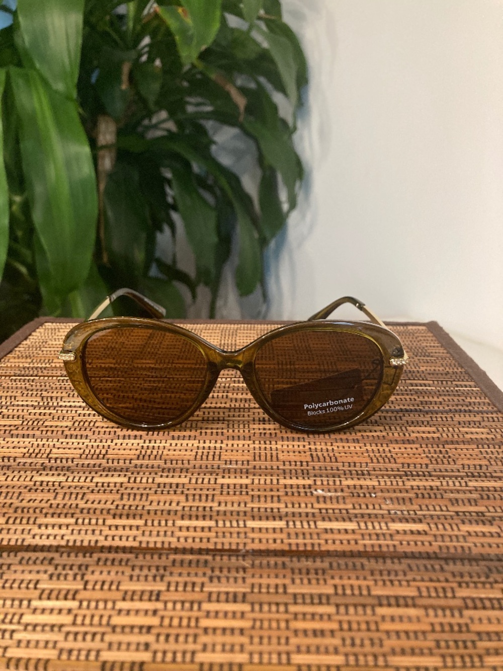 Oval Cat-Eye Crystal Accent Sunglasses (MP24197AP)
